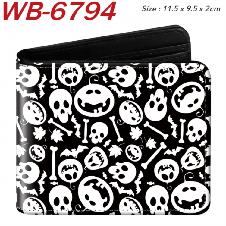 floral print Animation color PU leather half fold wallet 11.5X9X2CM