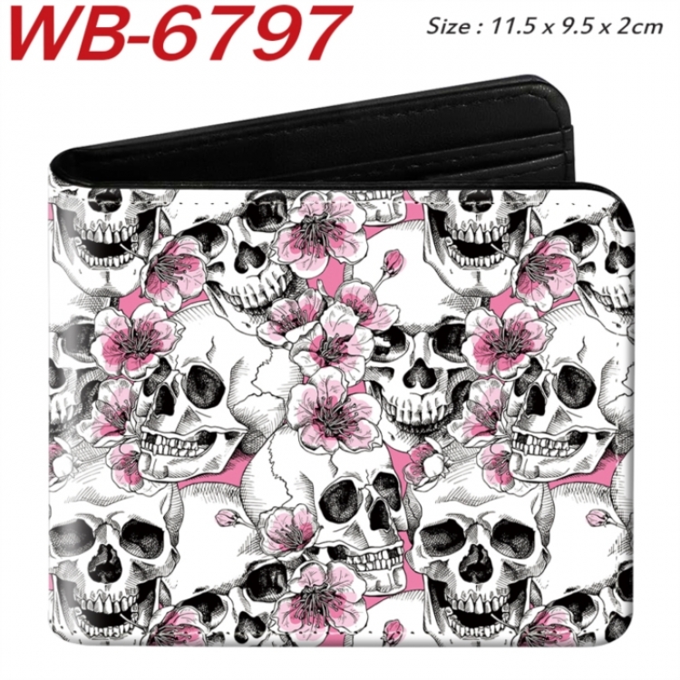 floral print Animation color PU leather half fold wallet 11.5X9X2CM