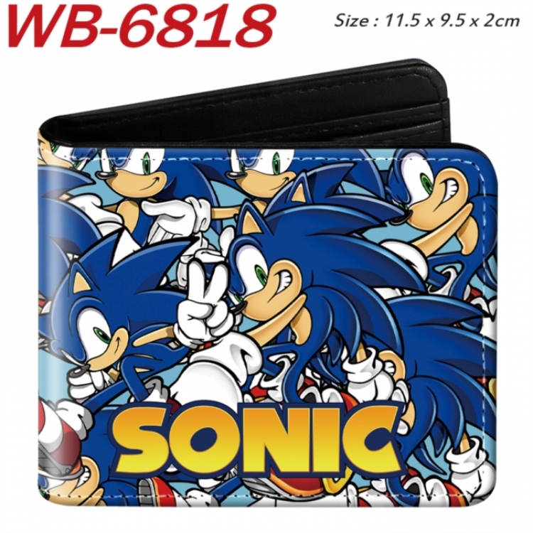 Sonic The Hedgehog Animation color PU leather half fold wallet 11.5X9X2CM