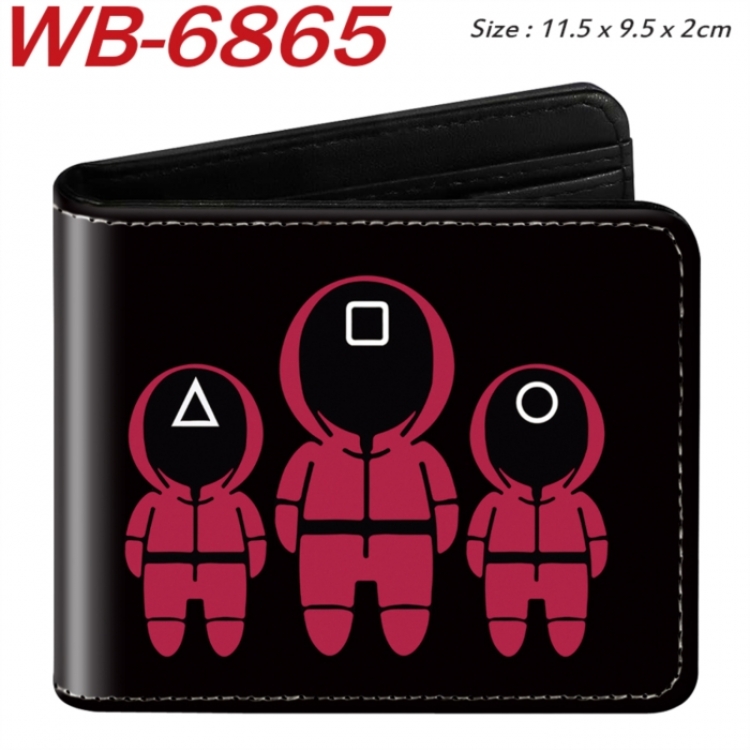 squid game Animation color PU leather half fold wallet 11.5X9X2CM