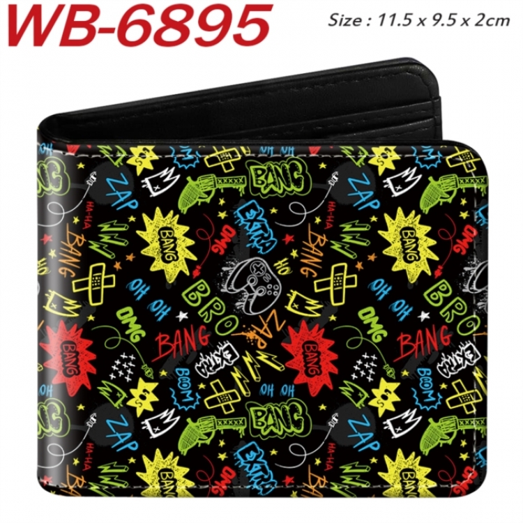 GamePad Animation color PU leather half fold wallet 11.5X9X2CM