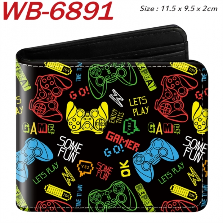 GamePad Animation color PU leather half fold wallet 11.5X9X2CM