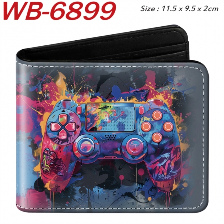 GamePad Animation color PU leather half fold wallet 11.5X9X2CM
