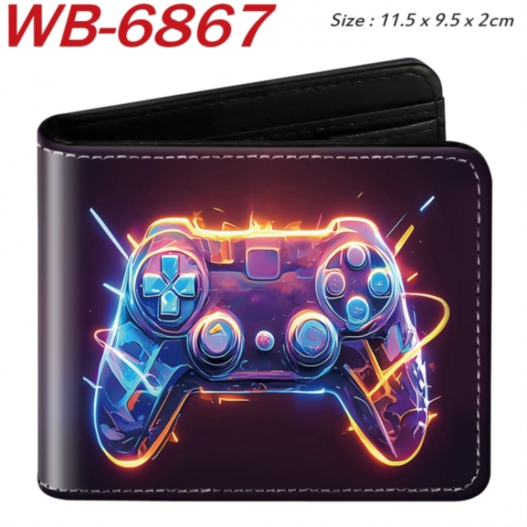 GamePad Animation color PU leather half fold wallet 11.5X9X2CM