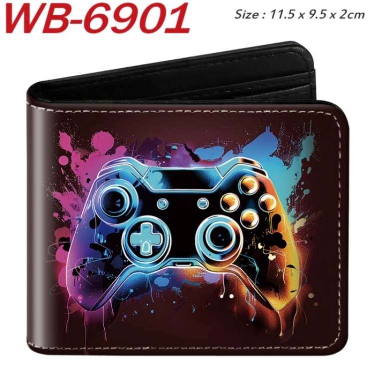 GamePad Animation color PU leather half fold wallet 11.5X9X2CM