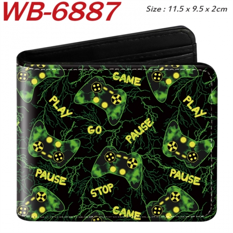 GamePad Animation color PU leather half fold wallet 11.5X9X2CM