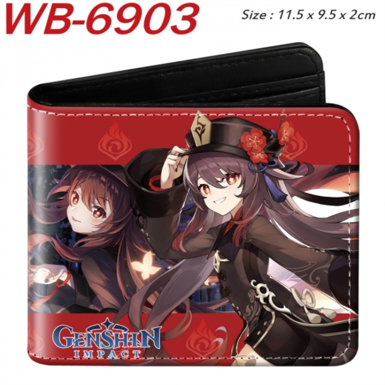 Genshin Impact Animation color PU leather half fold wallet 11.5X9X2CM