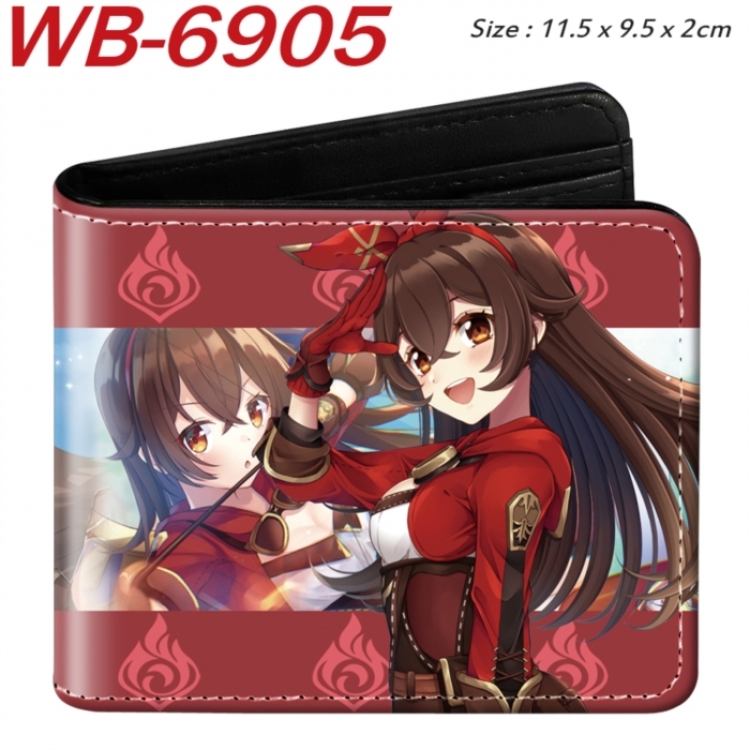 Genshin Impact Animation color PU leather half fold wallet 11.5X9X2CM