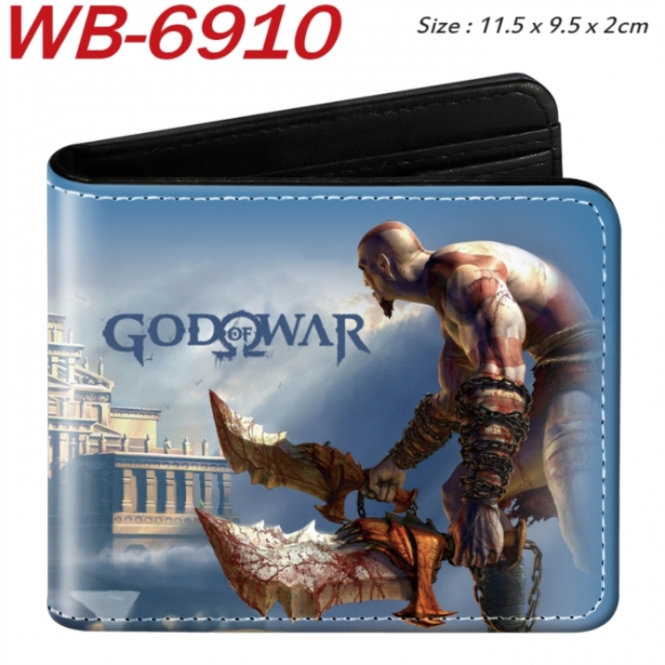 god of war Animation color PU leather half fold wallet 11.5X9X2CM