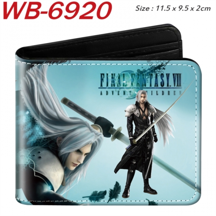Final Fantasy Animation color PU leather half fold wallet 11.5X9X2CM