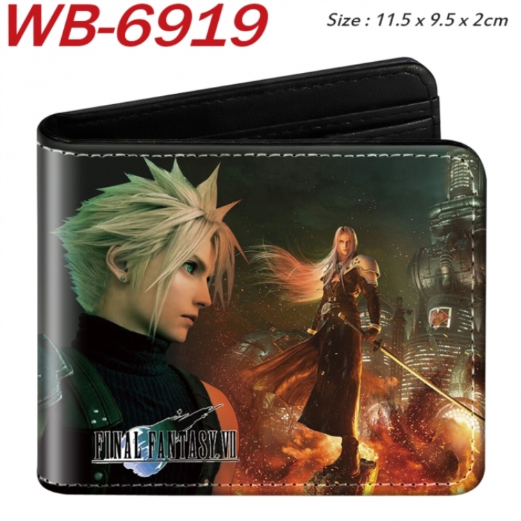 Final Fantasy Animation color PU leather half fold wallet 11.5X9X2CM