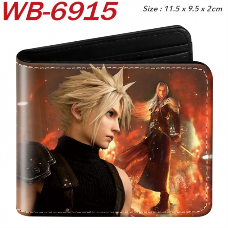 Final Fantasy Animation color PU leather half fold wallet 11.5X9X2CM