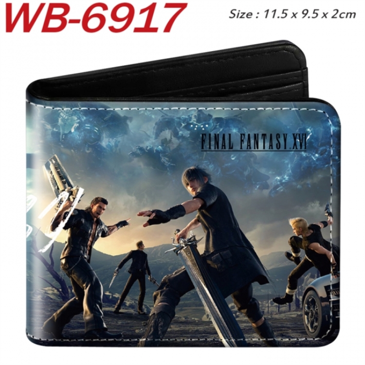 Final Fantasy Animation color PU leather half fold wallet 11.5X9X2CM