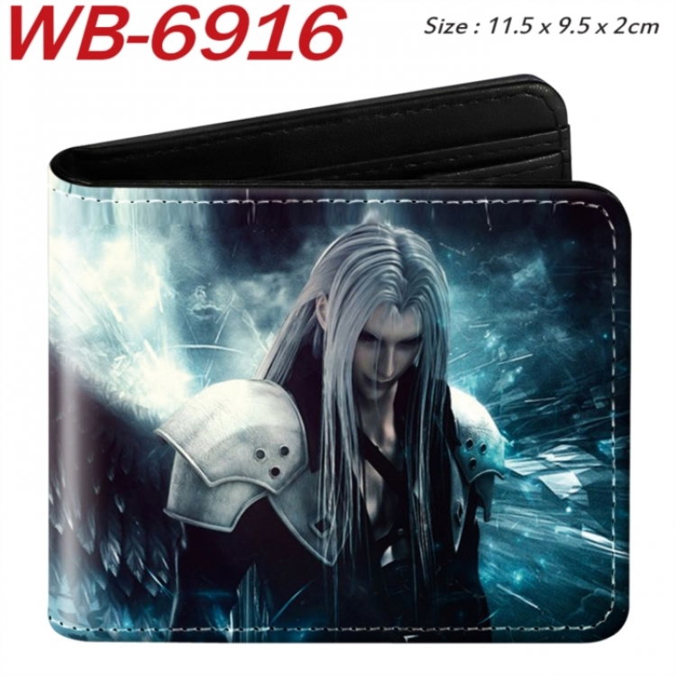 Final Fantasy Animation color PU leather half fold wallet 11.5X9X2CM