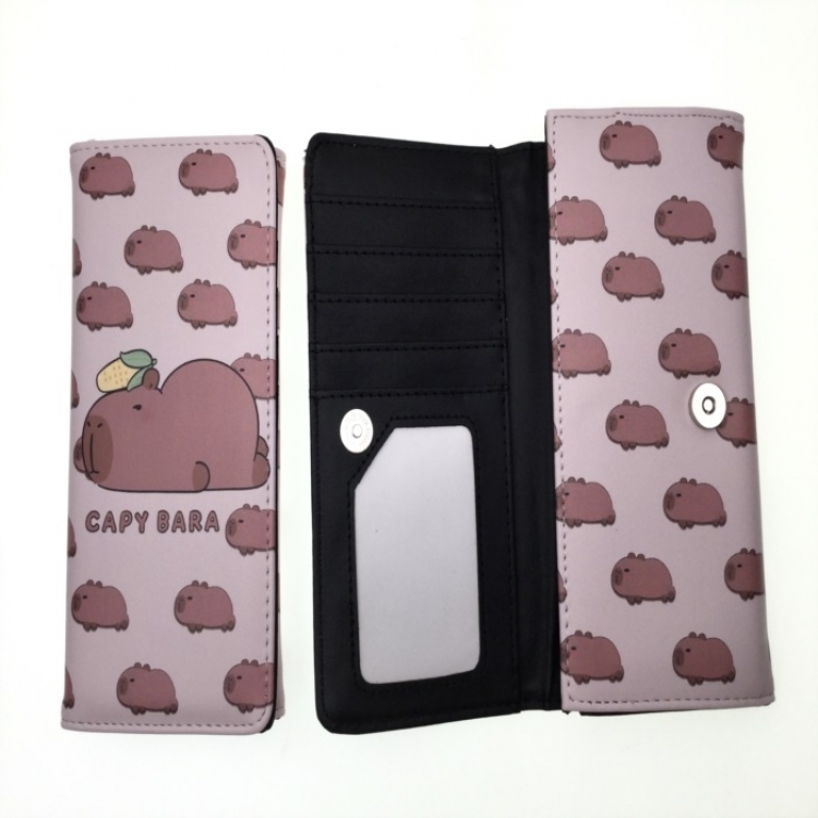 Kapibala Anime full color button PU long wallet