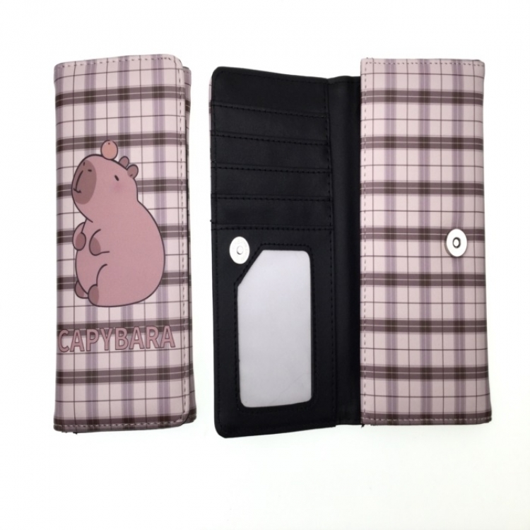 Kapibala Anime full color button PU long wallet