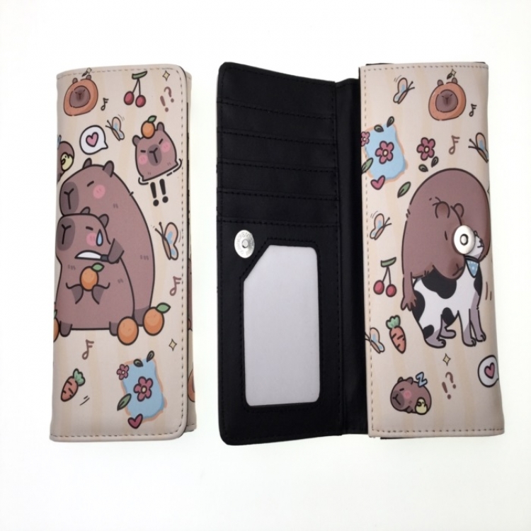 Kapibala Anime full color button PU long wallet