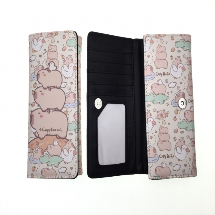 Kapibala Anime full color button PU long wallet