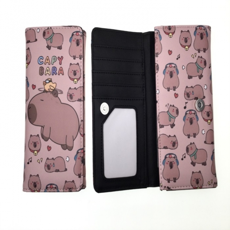 Kapibala Anime full color button PU long wallet
