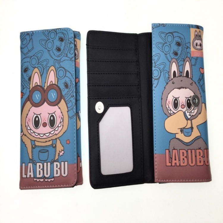 LABUBU Anime full color button PU long wallet