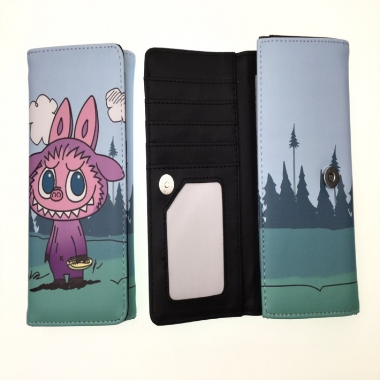 LABUBU Anime full color button PU long wallet