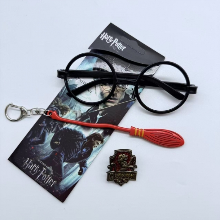 Harry Potter Anime peripheral glasses keychain badge 3-piece set