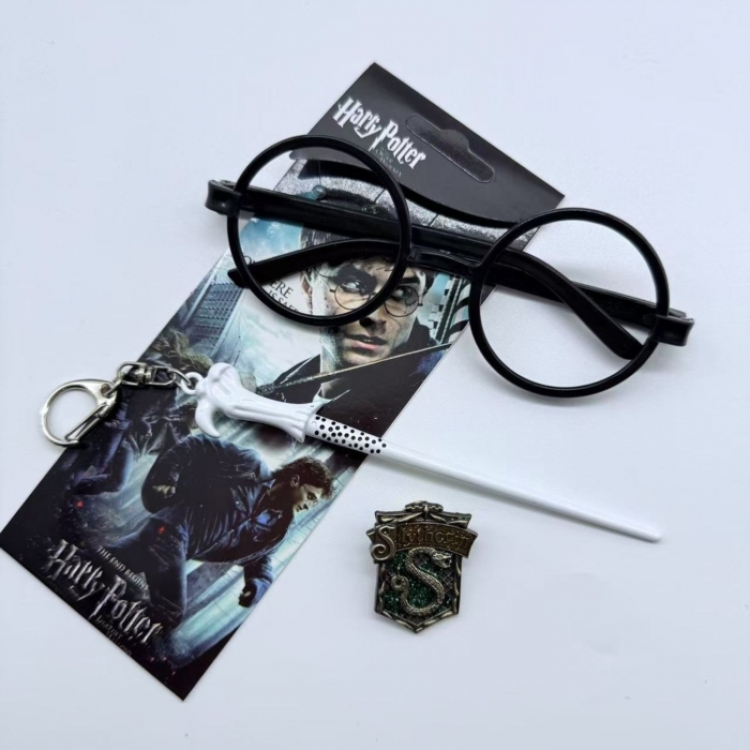 Harry Potter Anime peripheral glasses keychain badge 3-piece set