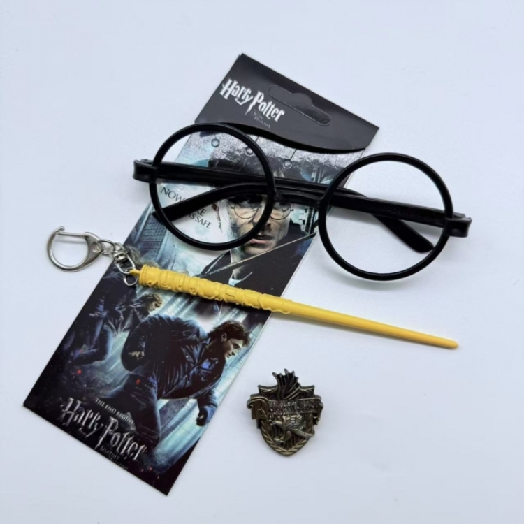 Harry Potter Anime peripheral glasses keychain badge 3-piece set
