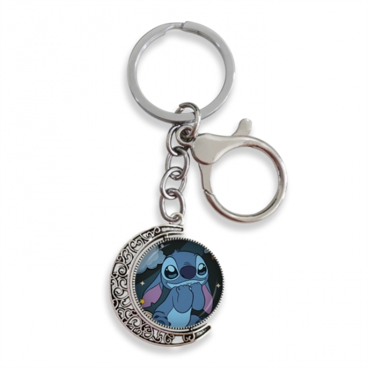  Lilo & Stitch Anime double-sided crystal rotating gemstone keychain pendant price for 5 pcs
