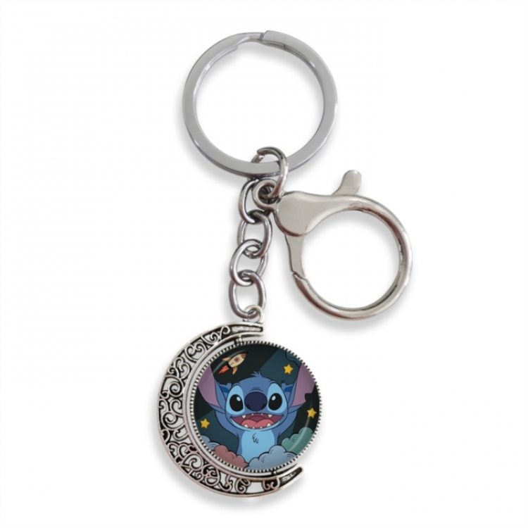  Lilo & Stitch Anime double-sided crystal rotating gemstone keychain pendant price for 5 pcs