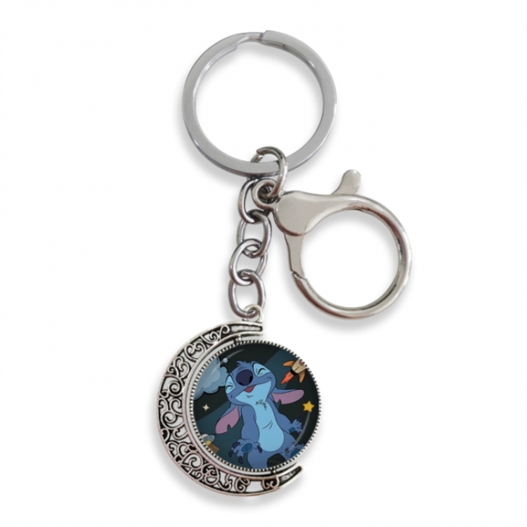  Lilo & Stitch Anime double-sided crystal rotating gemstone keychain pendant price for 5 pcs