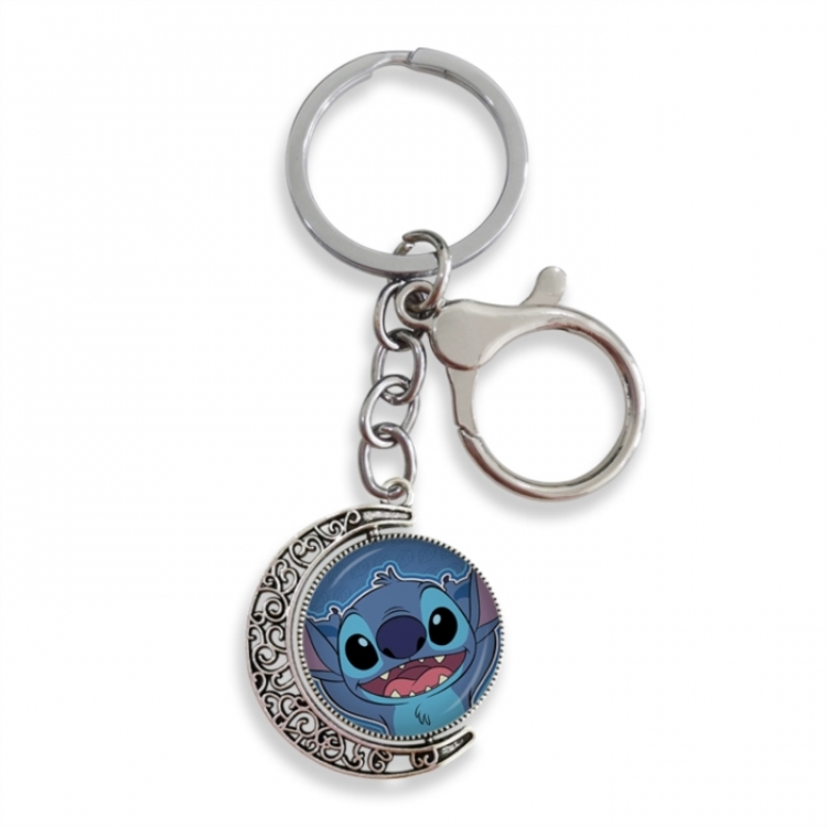  Lilo & Stitch Anime double-sided crystal rotating gemstone keychain pendant price for 5 pcs