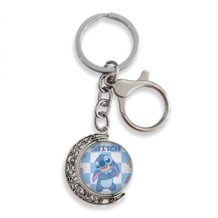  Lilo & Stitch Anime double-sided crystal rotating gemstone keychain pendant price for 5 pcs
