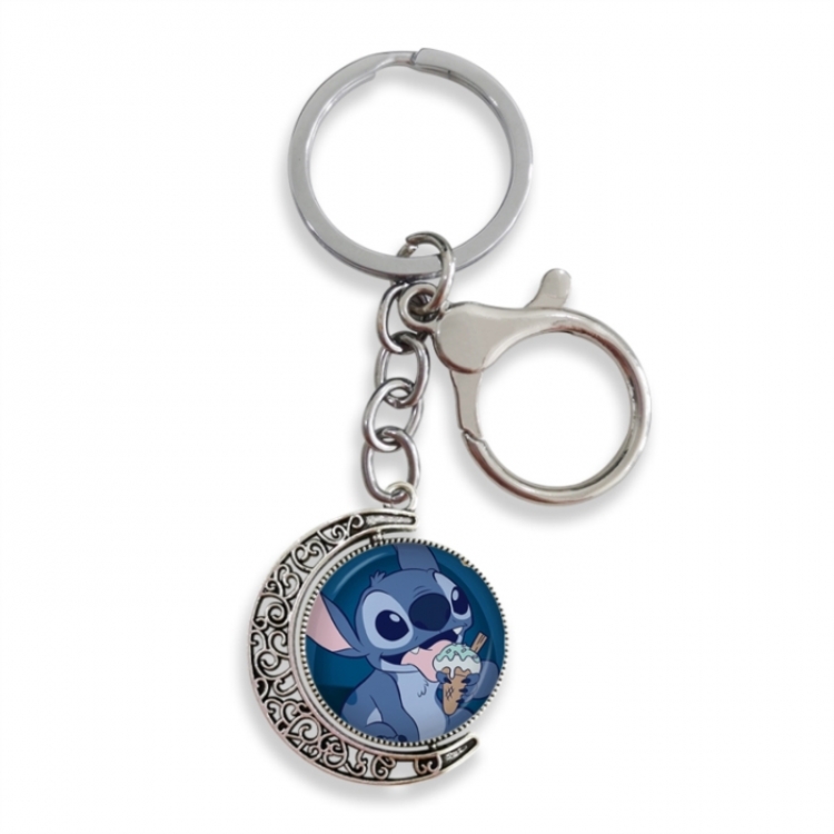  Lilo & Stitch Anime double-sided crystal rotating gemstone keychain pendant price for 5 pcs