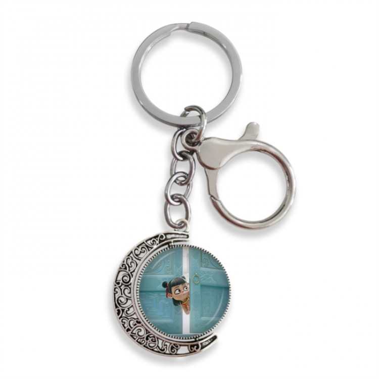 Nezha Anime double-sided crystal rotating gemstone keychain pendant price for 5 pcs