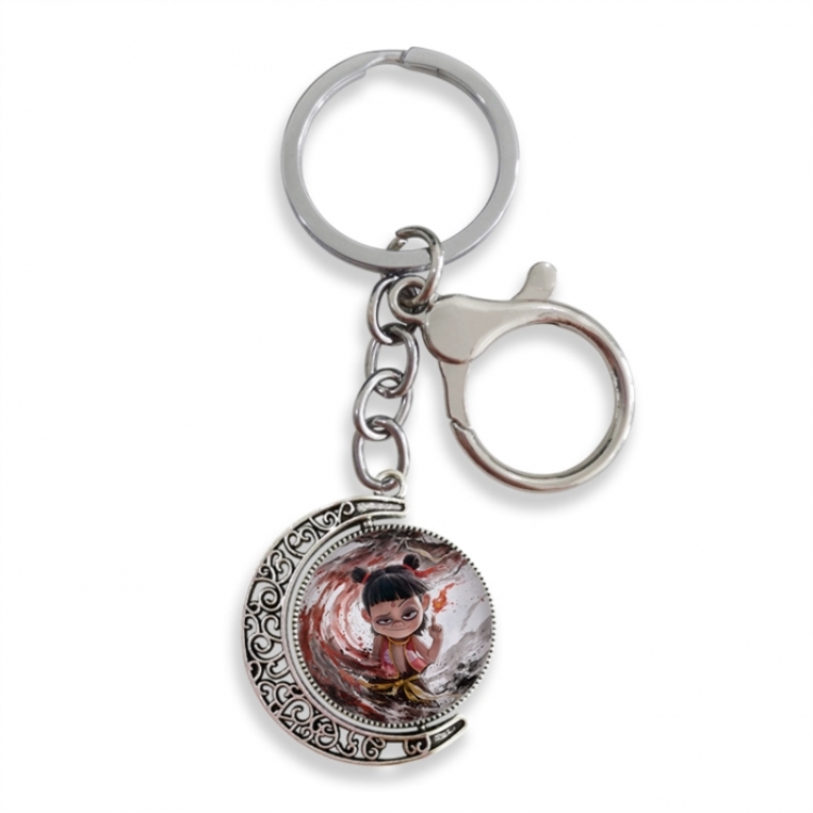 Nezha Anime double-sided crystal rotating gemstone keychain pendant price for 5 pcs