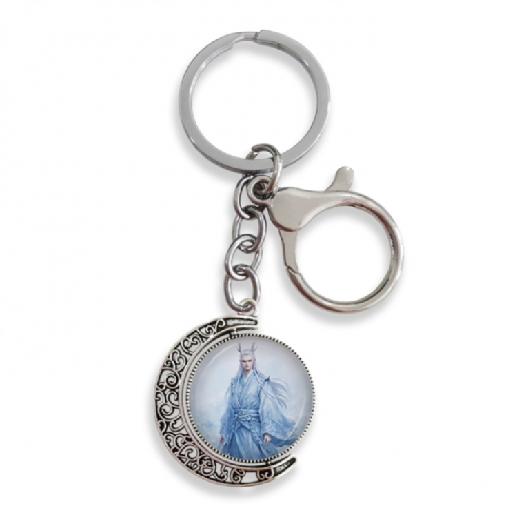 Nezha Anime double-sided crystal rotating gemstone keychain pendant price for 5 pcs