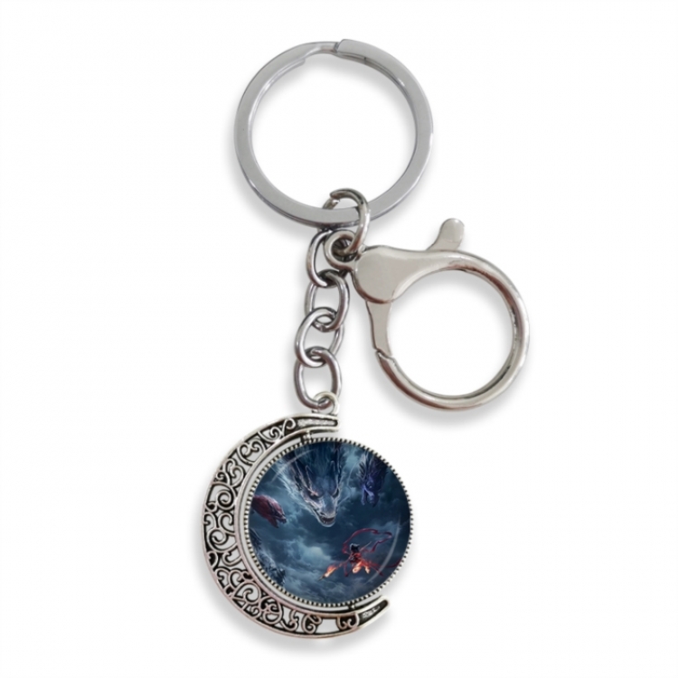 Nezha Anime double-sided crystal rotating gemstone keychain pendant price for 5 pcs