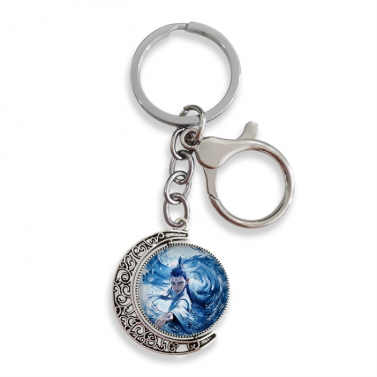 Nezha Anime double-sided crystal rotating gemstone keychain pendant price for 5 pcs