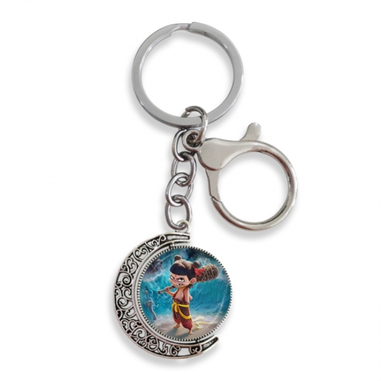 Nezha Anime double-sided crystal rotating gemstone keychain pendant price for 5 pcs