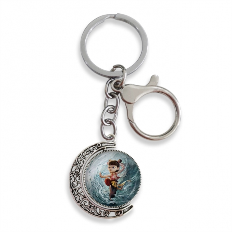 Nezha Anime double-sided crystal rotating gemstone keychain pendant price for 5 pcs