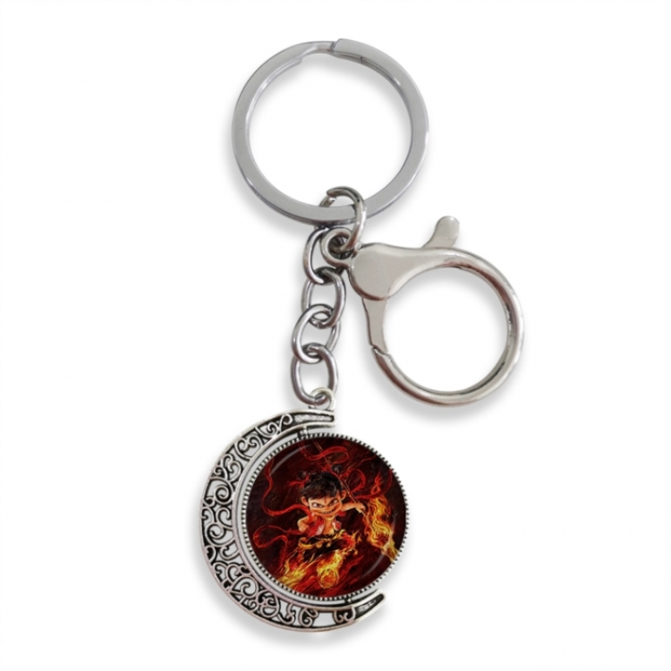 Nezha Anime double-sided crystal rotating gemstone keychain pendant price for 5 pcs