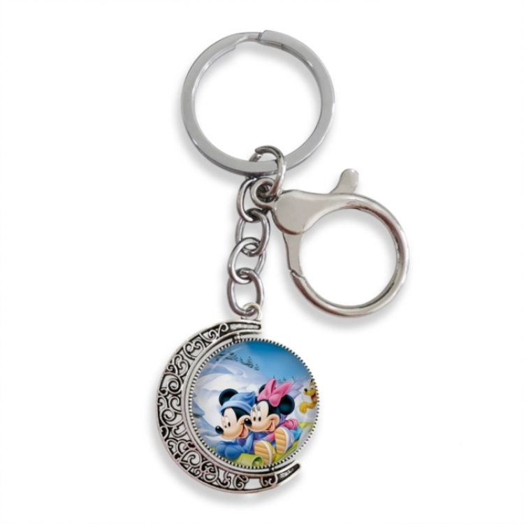  Mickey Anime double-sided crystal rotating gemstone keychain pendant price for 5 pcs
