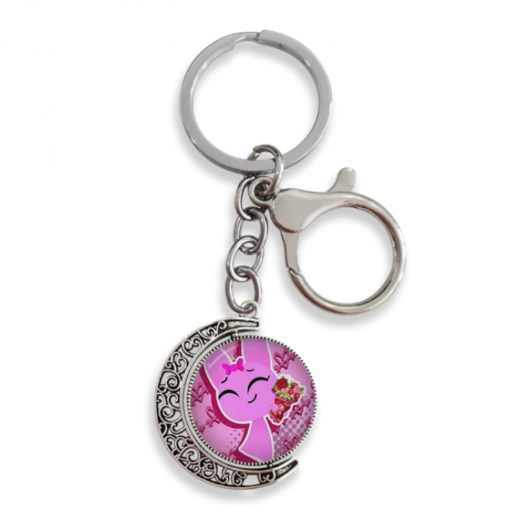 Sprunki Anime double-sided crystal rotating gemstone keychain pendant price for 5 pcs