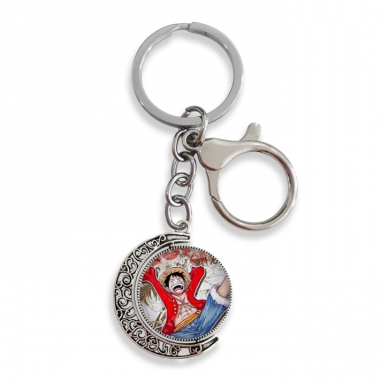 One Piece Anime double-sided crystal rotating gemstone keychain pendant price for 5 pcs