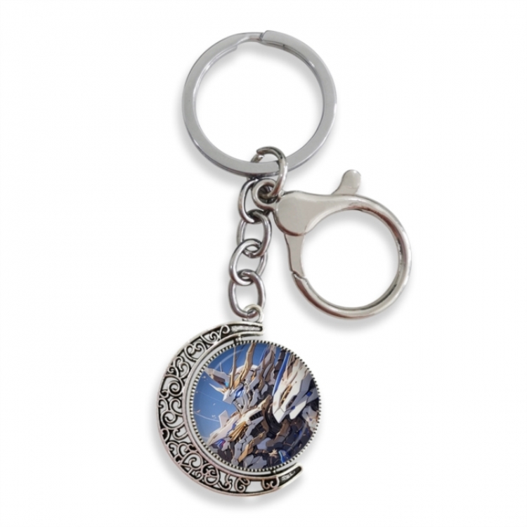 Gundam Anime double-sided crystal rotating gemstone keychain pendant price for 5 pcs