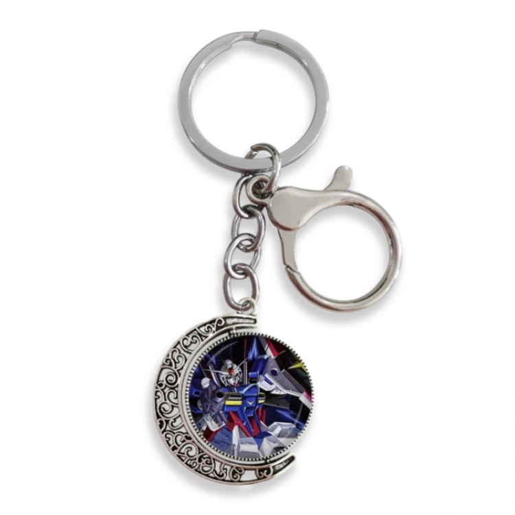 Gundam Anime double-sided crystal rotating gemstone keychain pendant price for 5 pcs