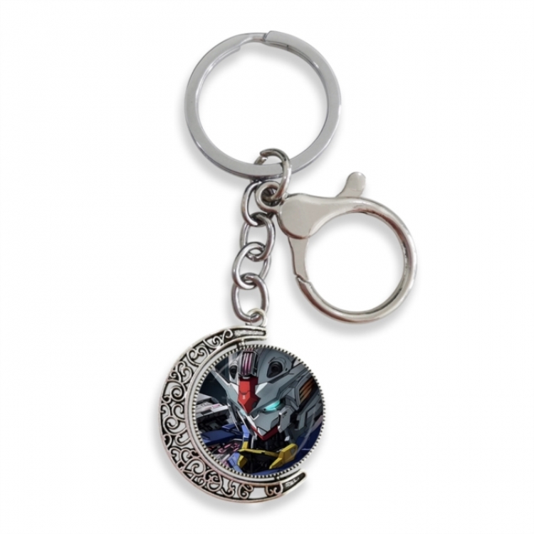 Gundam Anime double-sided crystal rotating gemstone keychain pendant price for 5 pcs