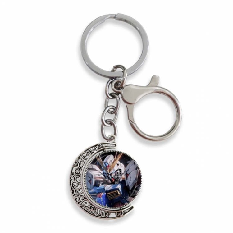Gundam Anime double-sided crystal rotating gemstone keychain pendant price for 5 pcs
