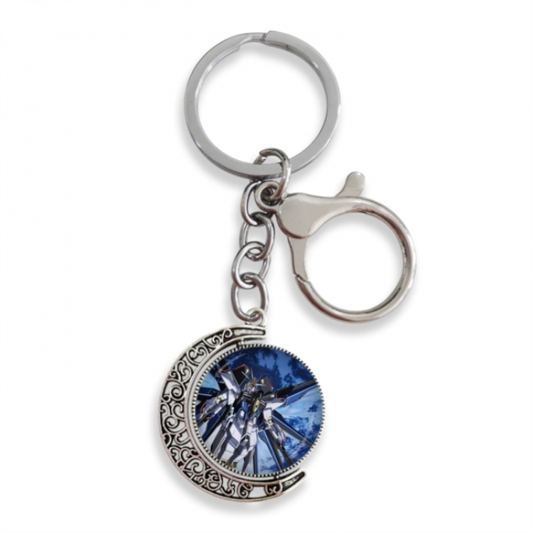 Gundam Anime double-sided crystal rotating gemstone keychain pendant price for 5 pcs